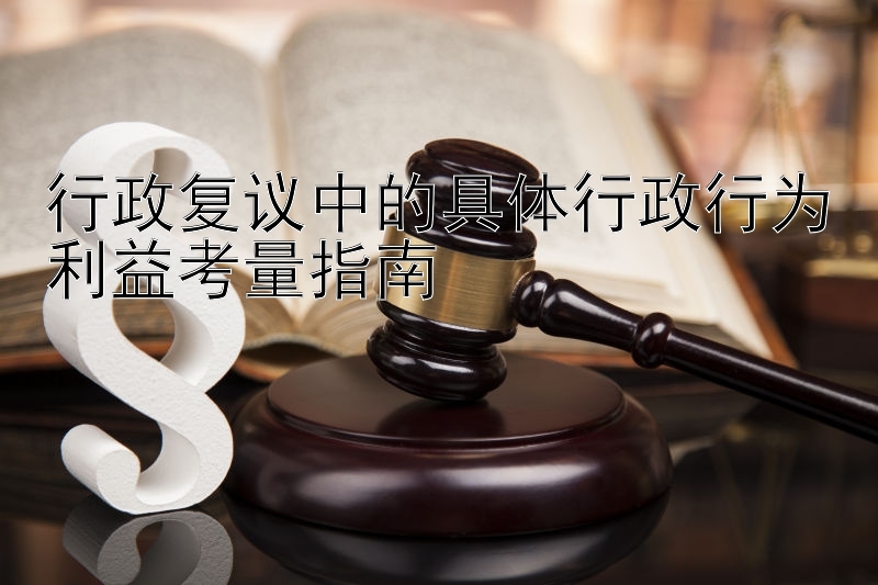 行政复议中的具体行政行为利益考量指南