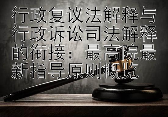 行政复议法解释与行政诉讼司法解释的衔接：最高院最新指导原则概览