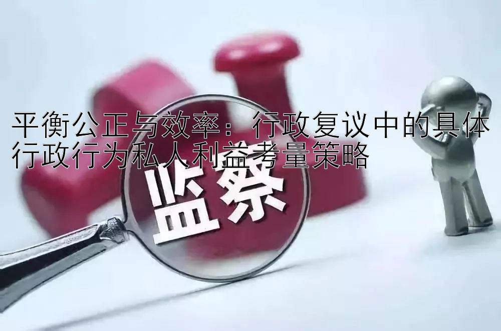 平衡公正与效率：行政复议中的具体行政行为私人利益考量策略