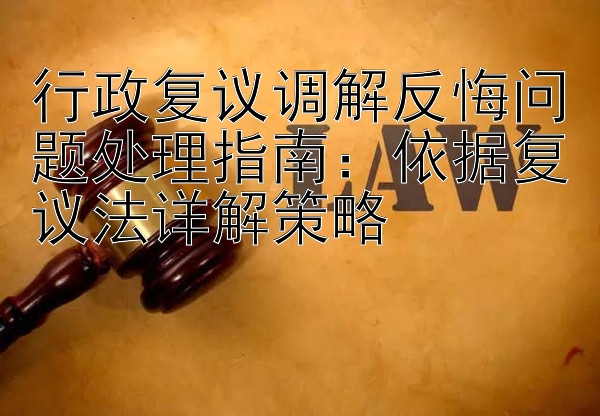 行政复议调解反悔问题处理指南：依据复议法详解策略