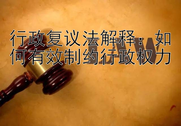 行政复议法解释：如何有效制约行政权力