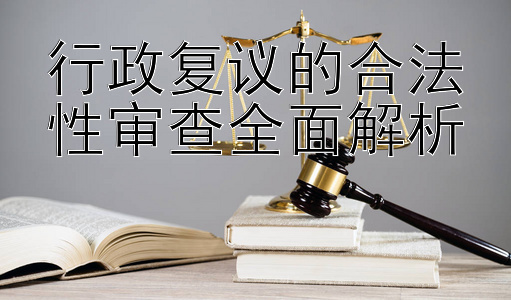 行政复议的合法性审查全面解析