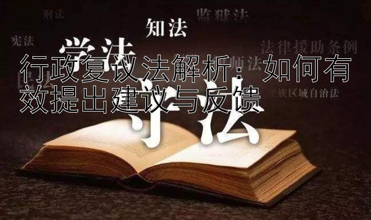 行政复议法解析：如何有效提出建议与反馈