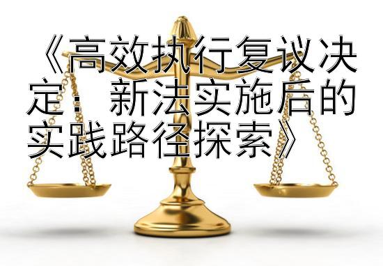 《高效执行复议决定：新法实施后的实践路径探索》