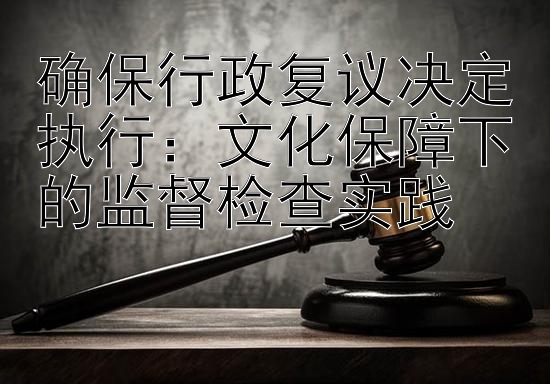 确保行政复议决定执行：文化保障下的监督检查实践