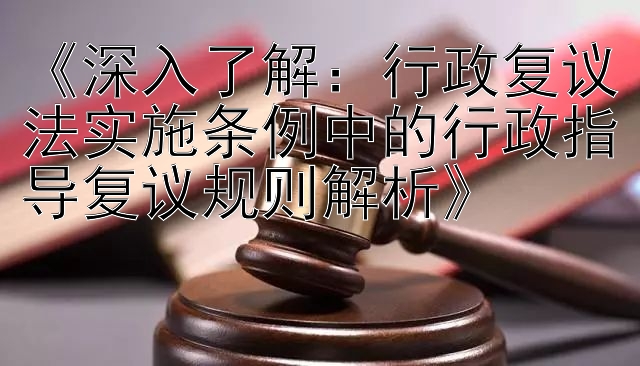 《深入了解：行政复议法实施条例中的行政指导复议规则解析》