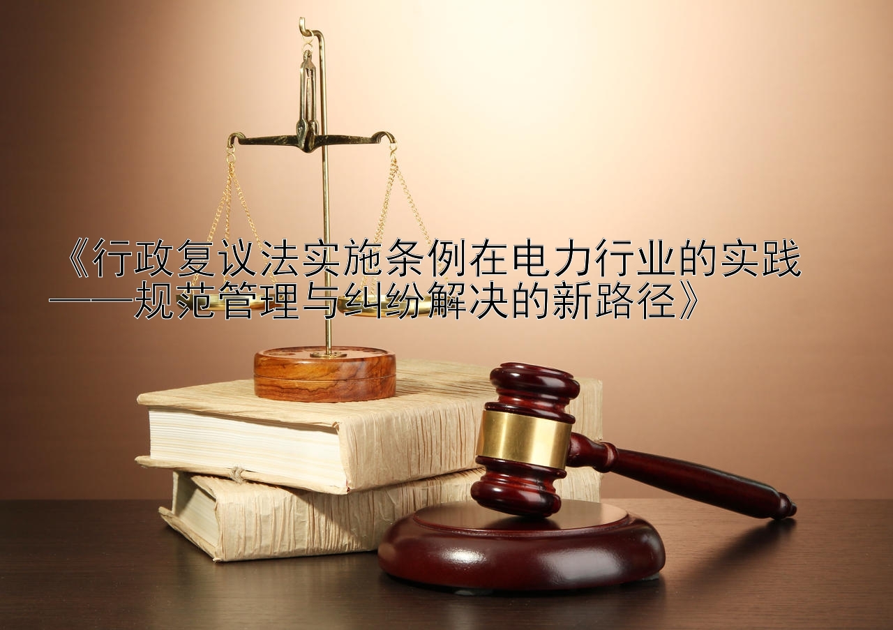 《行政复议法实施条例在电力行业的实践  
——规范管理与纠纷解决的新路径》